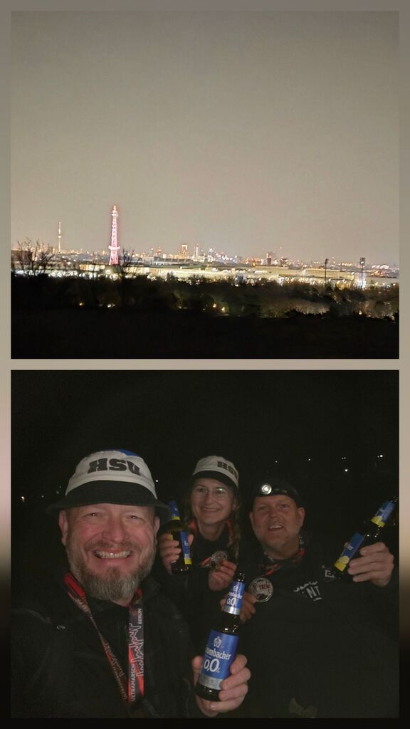 Ultramarsch Berlin 2024 - Berlion bei Nacht und das Finisher-Bier